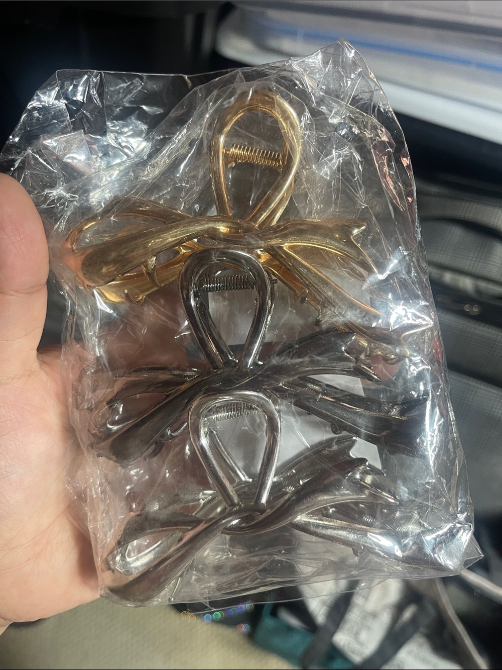 Metallic Bow Hair Claw Clip Set -